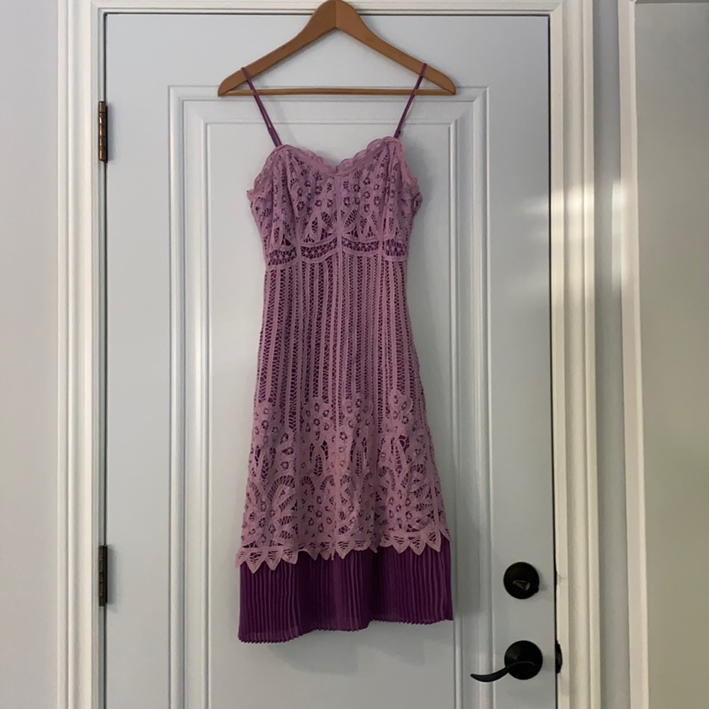 Betsey Johnson Purple Lace and Pleated Dress